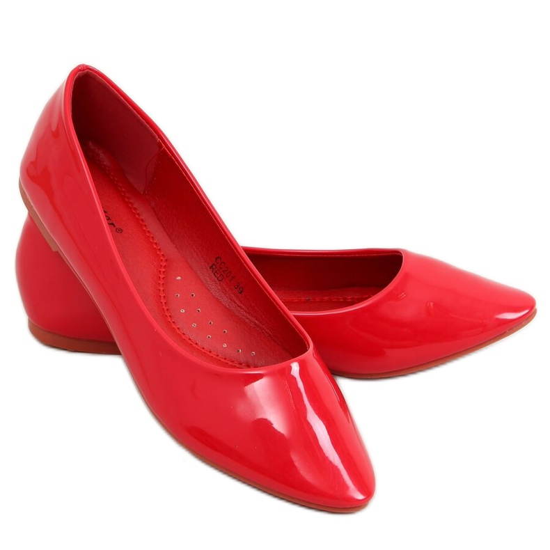Smooth lacquered ballerinas red CC201 Red