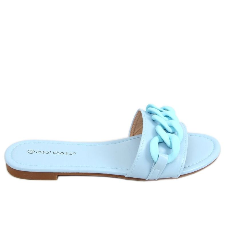 Blue slippers with a chain 7857 Blue