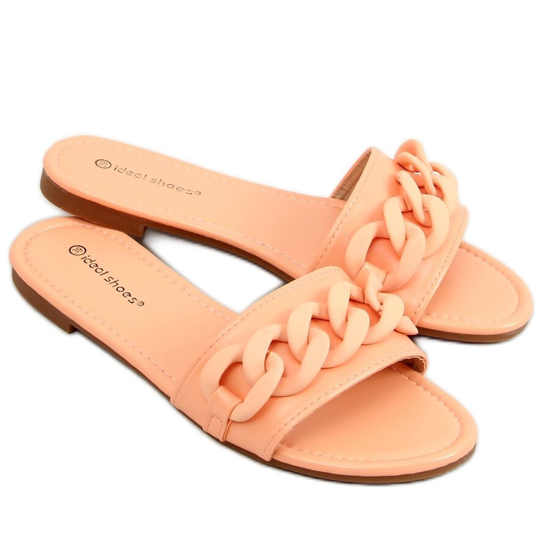 Slippers with a chain apricot 7857 Orange multicolored