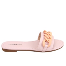 Pink Slippers with a chain pink 7857 Light Pink