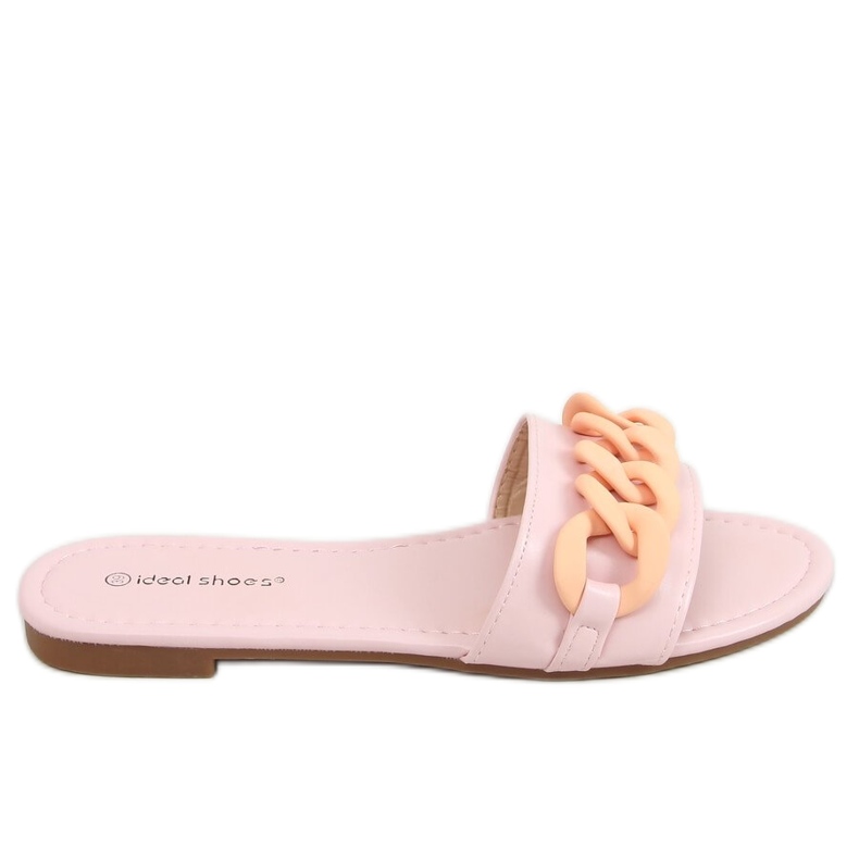 Pink Slippers with a chain pink 7857 Light Pink
