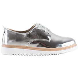 SHELOVET Lacquered Silver Shoes SHELOVET Lacquered Silver Shoes