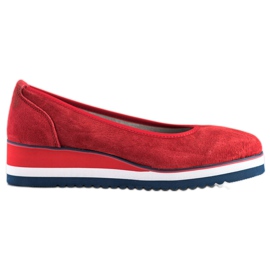 Filippo Leather Wedge Pumps red