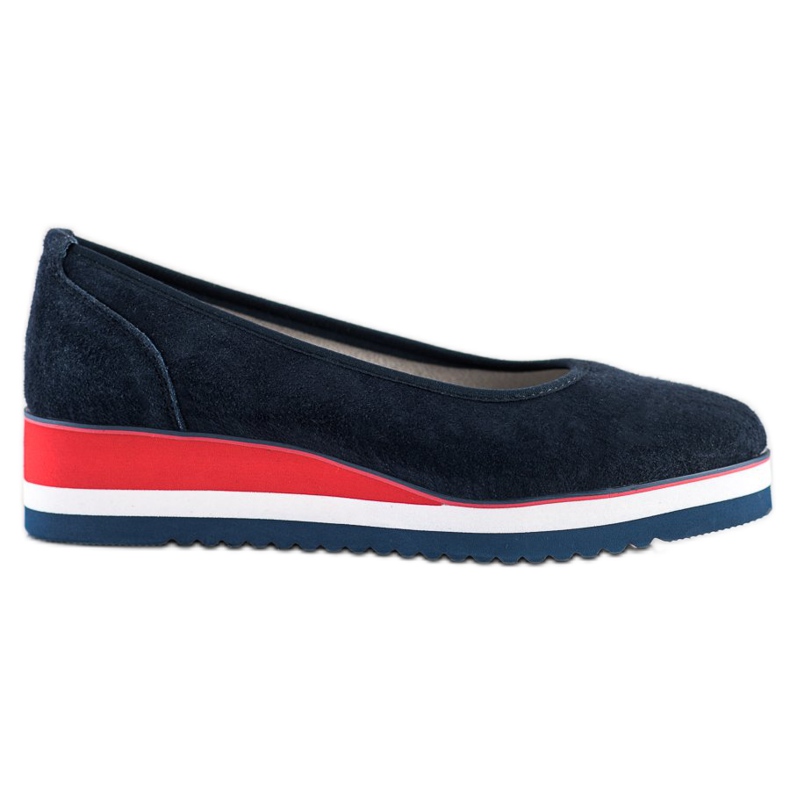 Filippo Leather Wedge Pumps navy blue