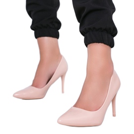 Beige lacquered Tisha heels