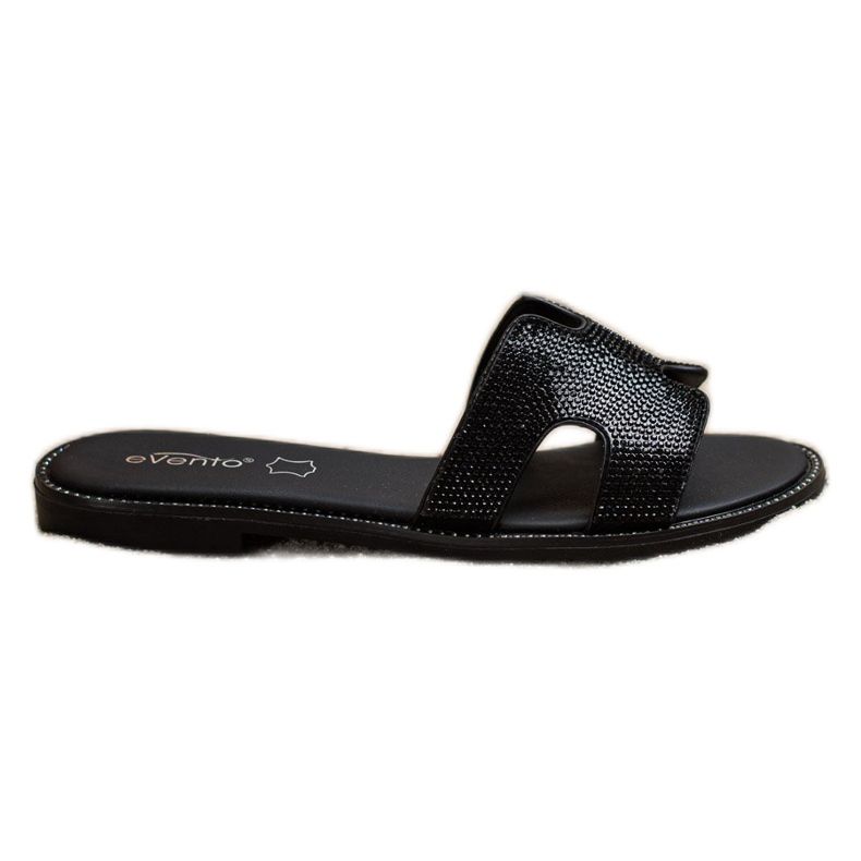 Evento Black slippers with crystals