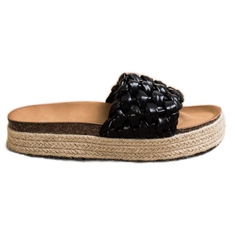 SHELOVET Braided Espadrilles Flip-Flops black