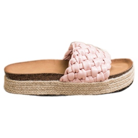 SHELOVET Braided Espadrilles Flip-Flops pink