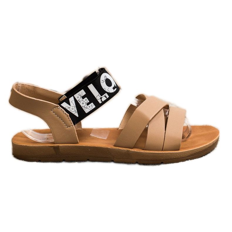 SHELOVET Sandals With Eco Leather Love beige brown SHELOVET Sandals With Eco Leather Love beige brown