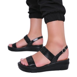 Black Sweet Rasp wedge sandals