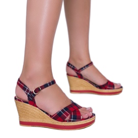 Red checkered wedge sandals from You Bebe