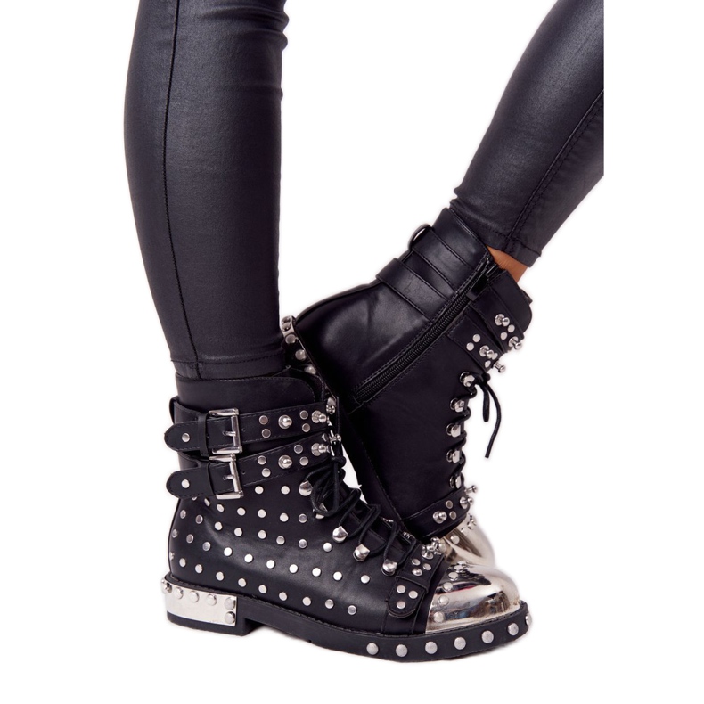 Women's Warm Boots Workers With Rhinestones Black Lu Boo