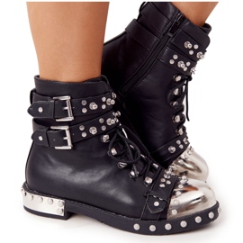 Women's Warm Boots Workers With Rhinestones Black Lu Boo