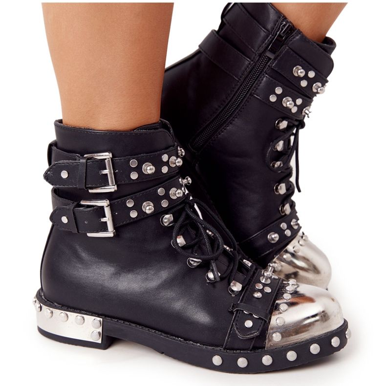 Women's Warm Boots Workers With Rhinestones Black Lu Boo