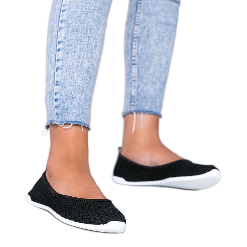 Black fabric ballerinas with the Good Days openwork pattern