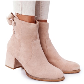 PJ1 Women's warm boots on a heel Beige Kayla