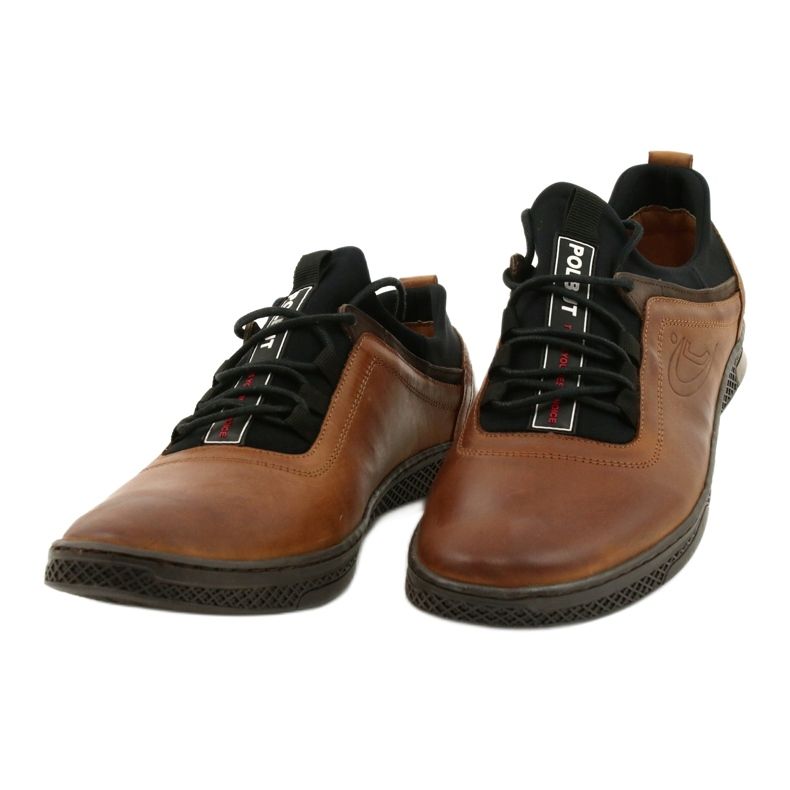 Polbut Men's leather shoes Casual K24 Camel brown