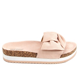 Pink 8228 Pink high-soled slippers