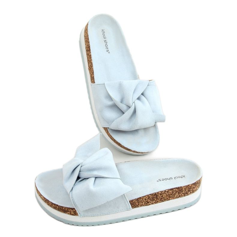 Blue 8228 Blue high-soled slippers