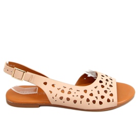 Openwork asymmetrical beige sandals HY23-13 Nude