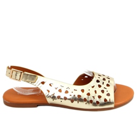 Openwork asymmetric golden sandals HY23-13 Gold