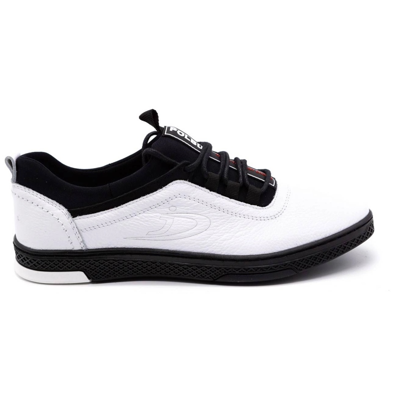 Polbut Men's leather casual shoes K24 white with black underside