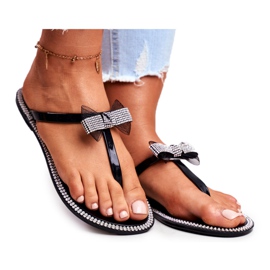 LU BOO Women's Rubber Slippers Black Flip-Flops Rhinestones Lou LU BOO Women's Rubber Slippers Black Flip-Flops Rhinestones Lou