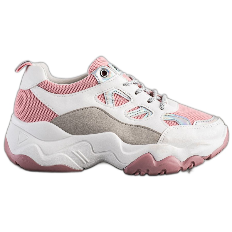 SHELOVET Fashion Lace-up Sneakers white pink