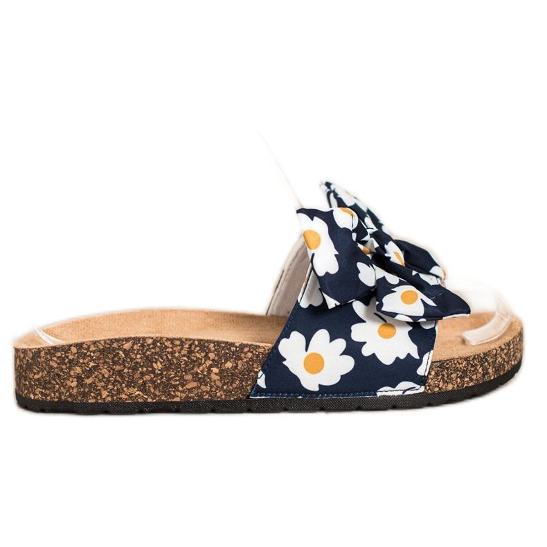 SHELOVET Fashionable Slippers With Flowers navy blue