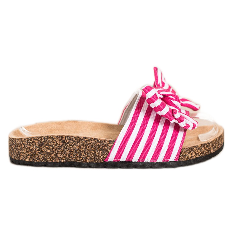 SHELOVET Fashionable Striped Slippers white pink SHELOVET Fashionable Striped Slippers white pink