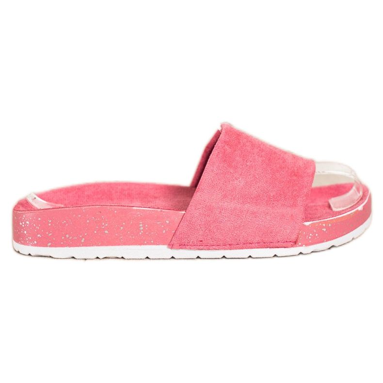 SHELOVET Fashionable suede flip-flops pink