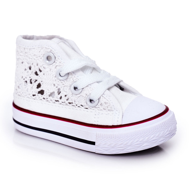 Children's High-top Sneakers With Lace White Roly-Poly