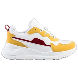 SHELOVET Sneakers With Suede Inserts white yellow