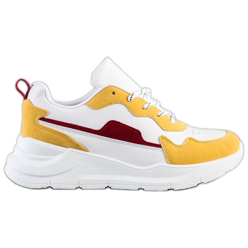 SHELOVET Sneakers With Suede Inserts white yellow