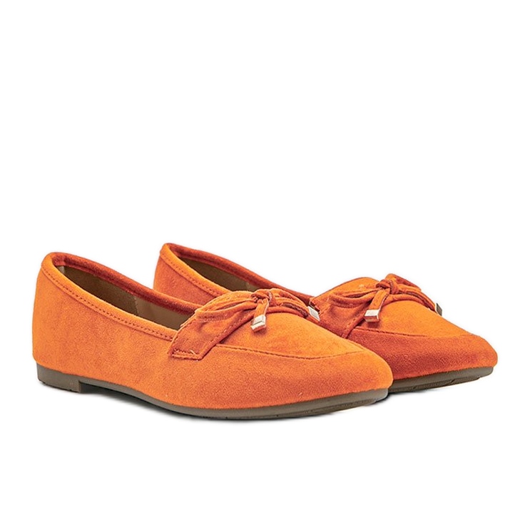 Orange loafers with a bow from Arlene