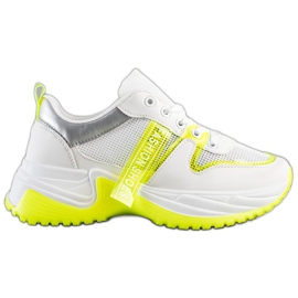 SHELOVET Sneakers With Mesh Fashion Shoes white yellow SHELOVET Sneakers With Mesh Fashion Shoes white yellow