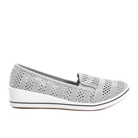 Gray openwork wedge sneakers Los Angeles grey