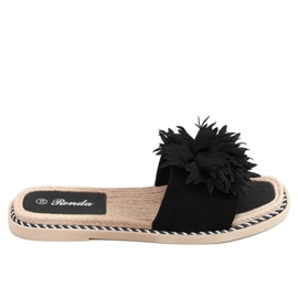 Black Flip-flops with flowers 35-218 Black