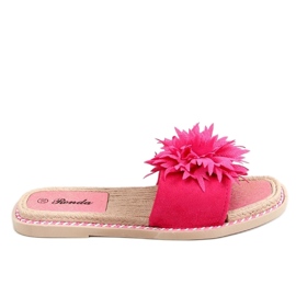 Slippers with fuchsia flowers 35-218 Plum Red pink