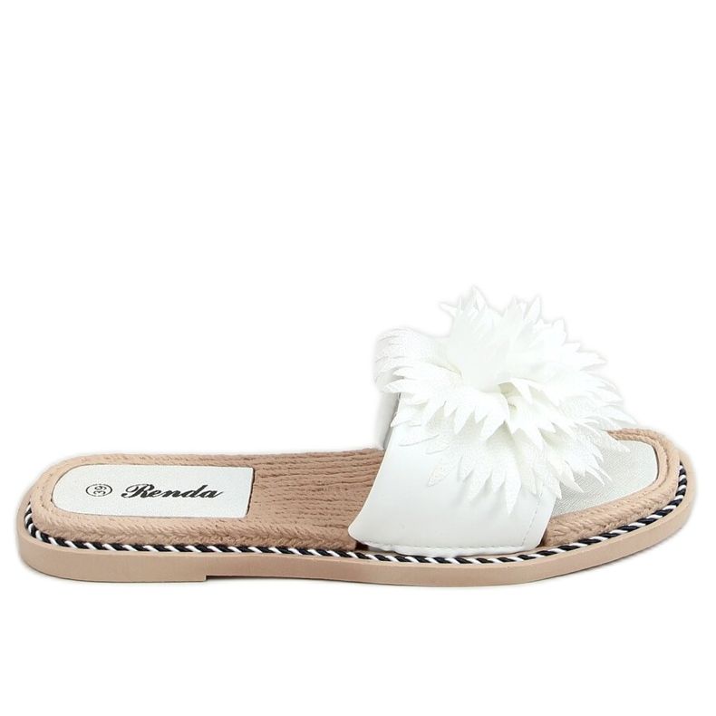 White slippers with flowers 35-218 White