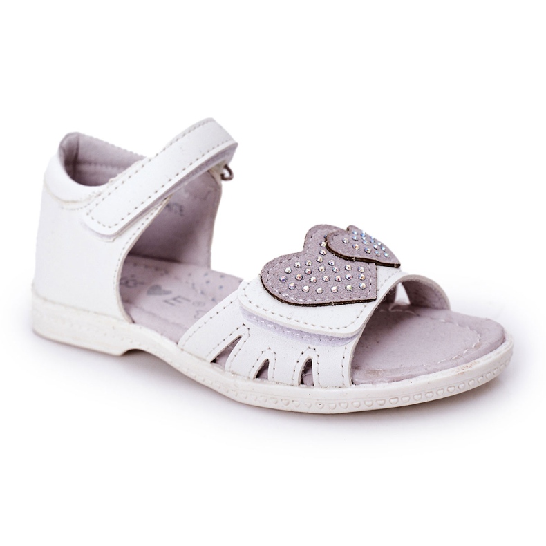 PE1 Children's White Sandals With Velcro My Heart