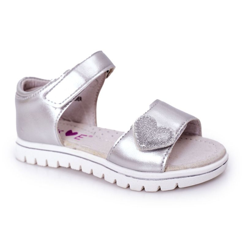 PE1 Children's Sandals With Velcro Sweetheart Silver