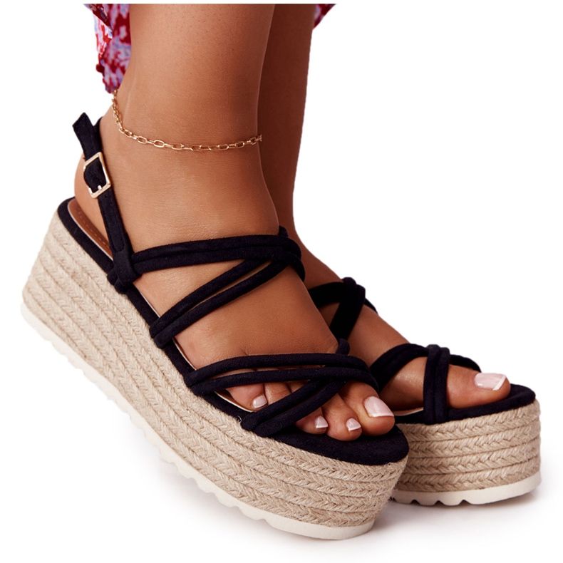 PS1 Black Sandals On The Black Braided Platform Crazy In Love