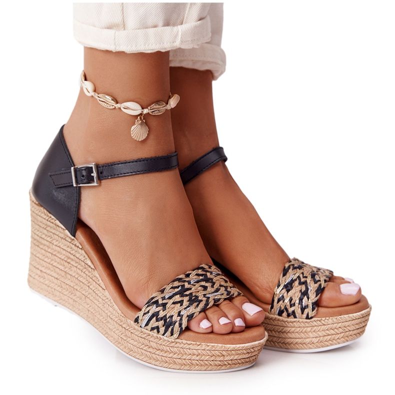Leather Wedge Sandals Maciejka L4869-01 Black