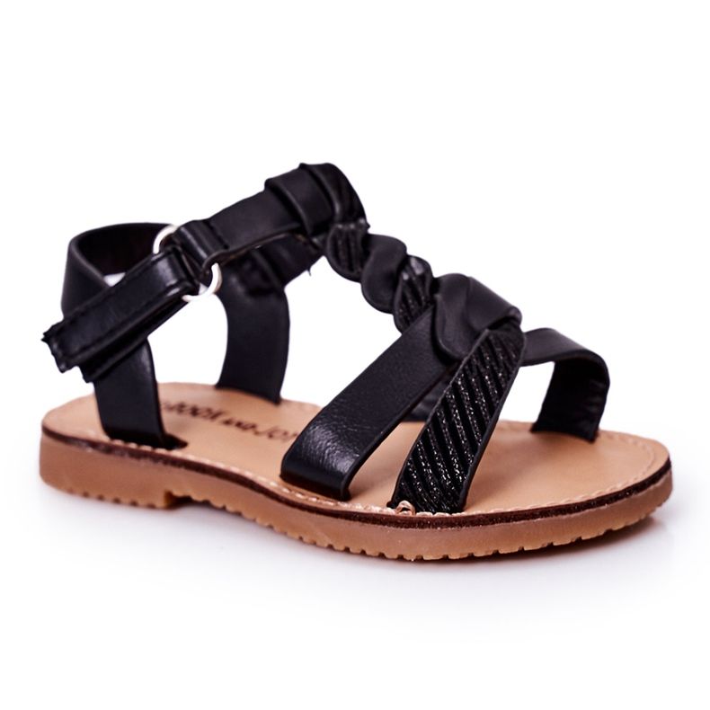 FR1 Children's Sandals With Brocade Black Batilda FR1 Children's Sandals With Brocade Black Batilda