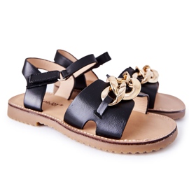 FR1 Children's Sandals With Chain Black Buffy FR1 Children's Sandals With Chain Black Buffy