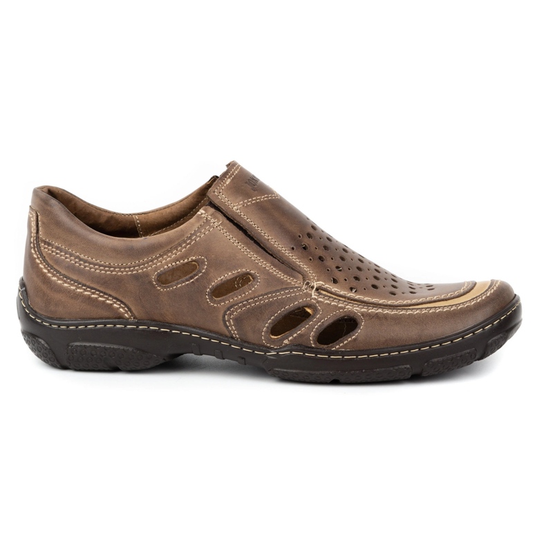 Joker Men's leather loafers for summer 213L brown