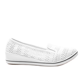 White openwork wedge sneakers Los Angeles