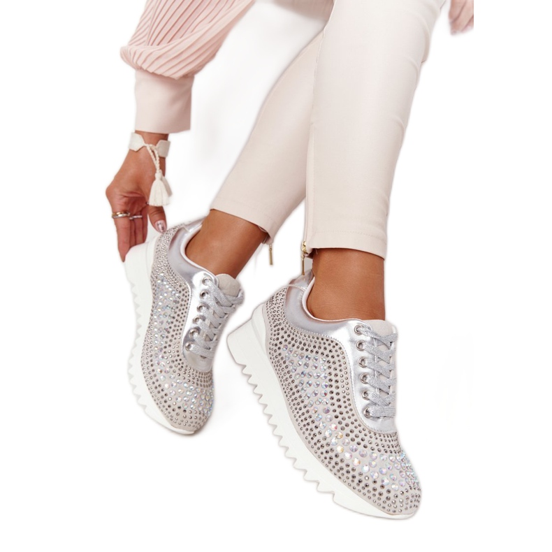 Wedge Sneakers With Sequins Lu Boo Silver