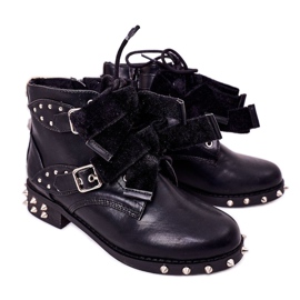 Children's Warm Boots With Studs Lu Boo Black Children's Warm Boots With Studs Lu Boo Black